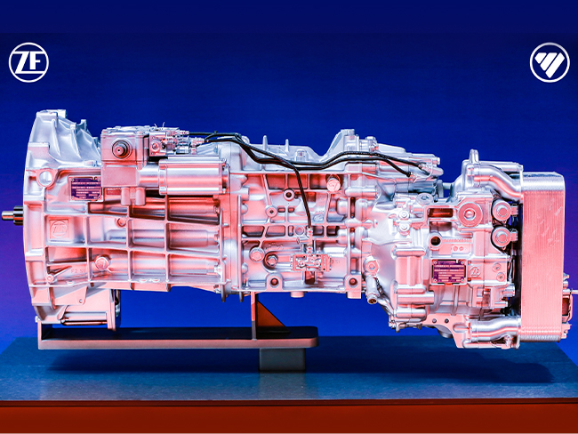 ZF TraXon automated transmission cutaway on display