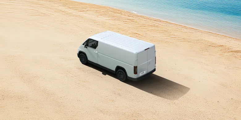 White Cavan C1 seen from above on desert sand