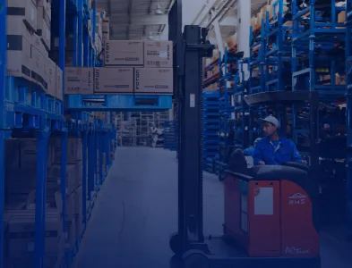 FOTON service technician at a parts warehouse