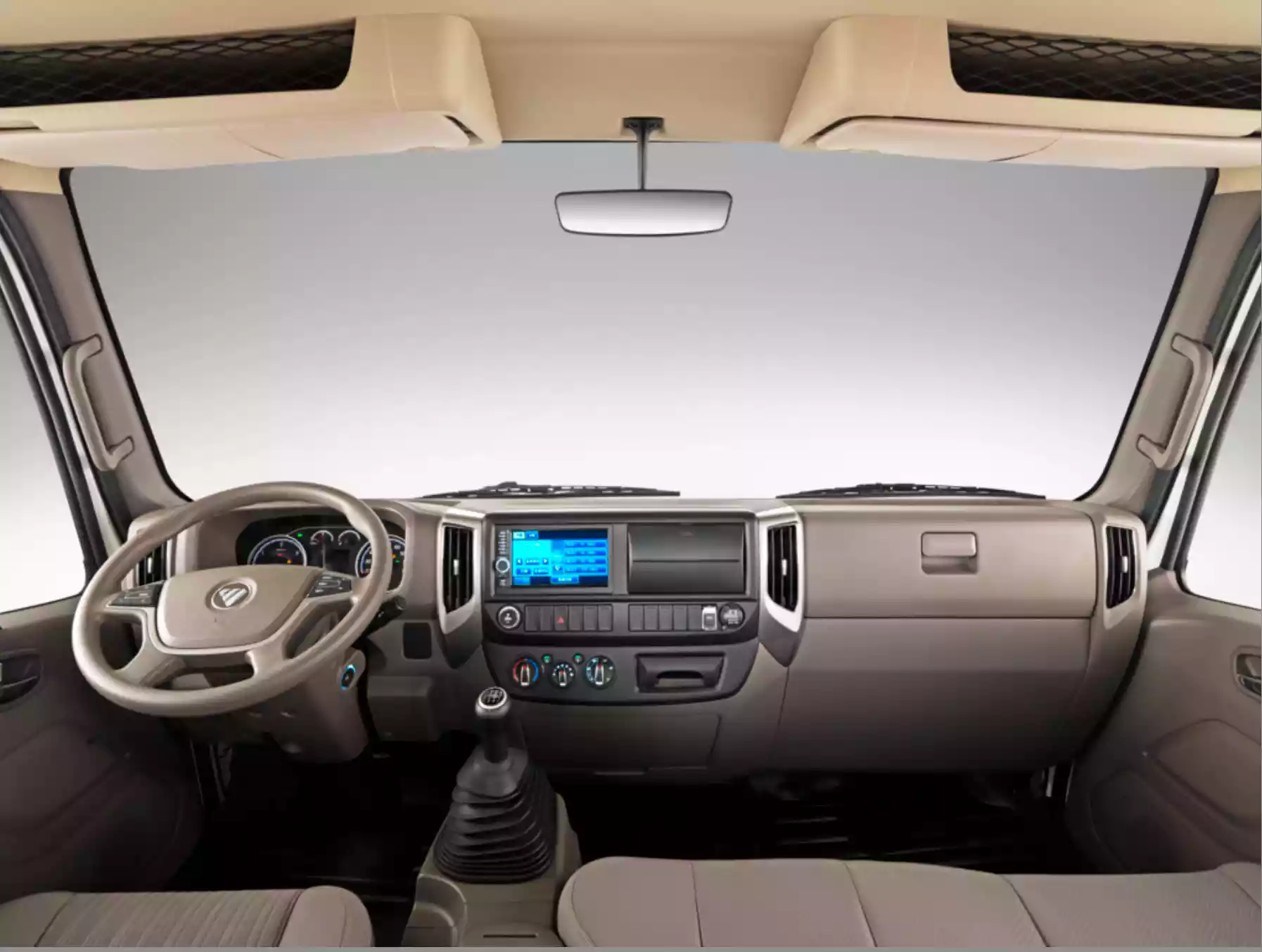Aumark S dashboard and steering wheel seen from the passenger side
